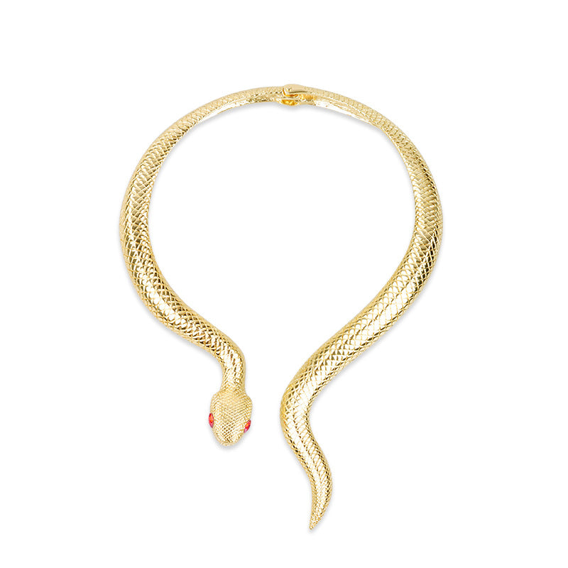Golden Serpentine Spring Large Collar Necklace