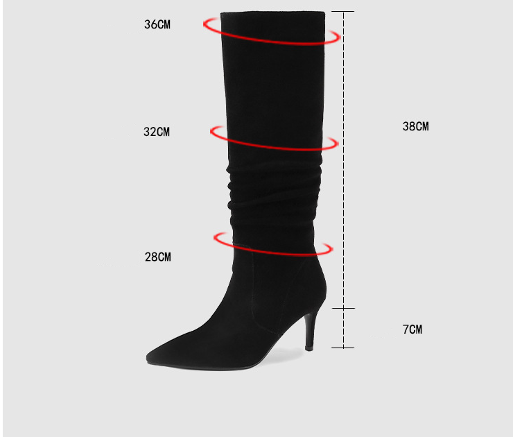High Heel Pleated High Boots Knee-length Fashion Boots