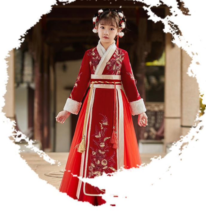Girls' Thickened Han Suit Autumn And Winter Ancient New Year Dress