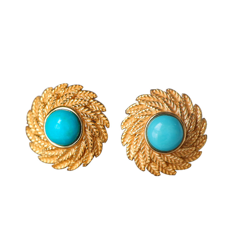 Women's Exquisite Temperament Green Natural Turquoise Earrings