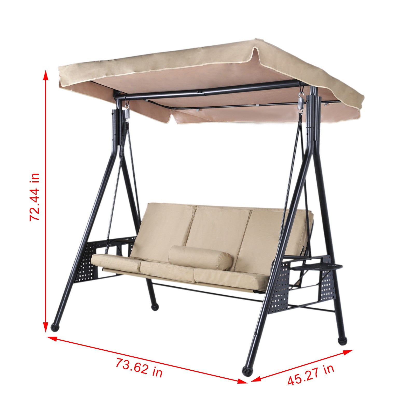 3-Seat Deluxe Outdoor Patio Porch Swing With Weather Resistant Steel Frame US