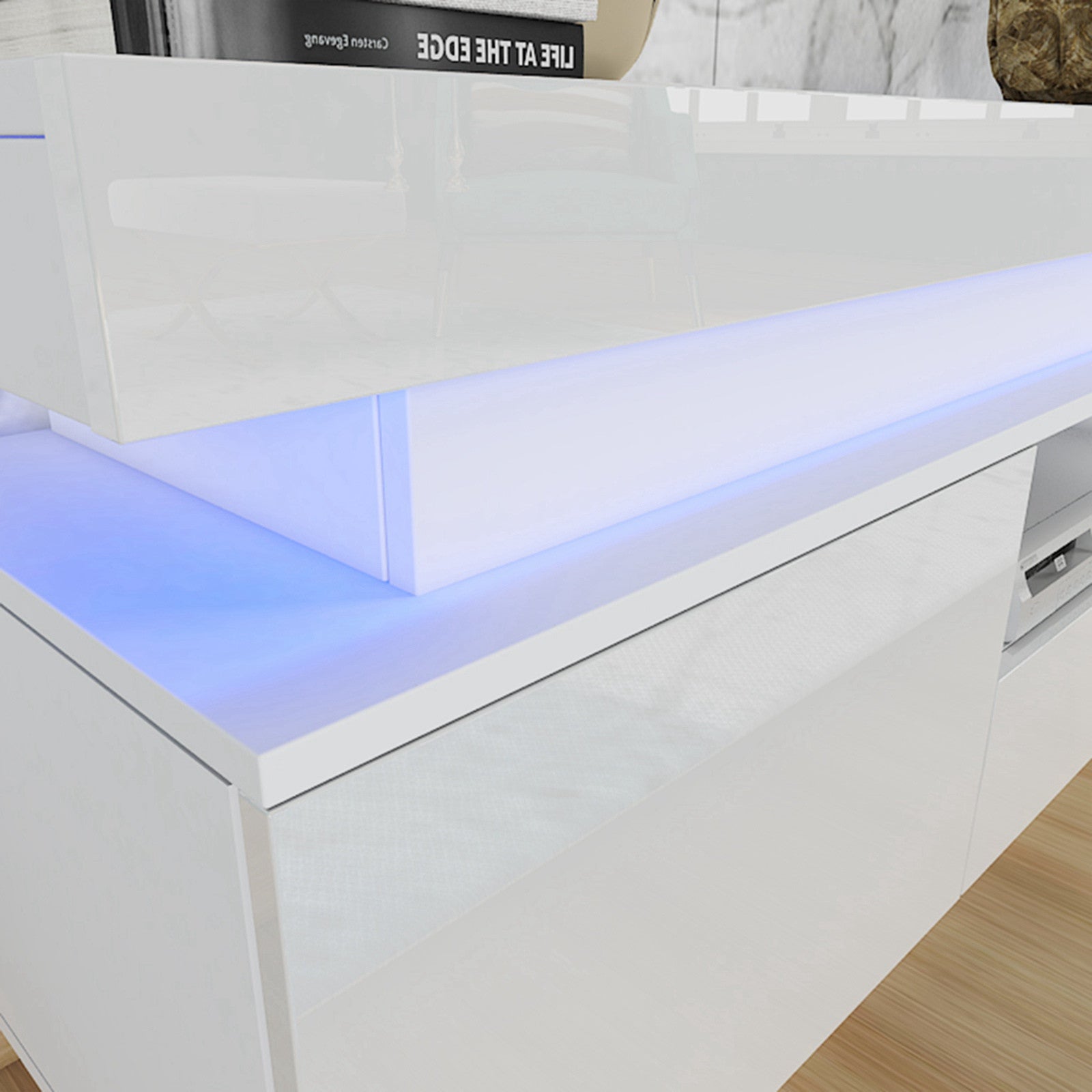 High-gloss RGB Lamp TV Multi-storage Audio-visual Cabinet Living Room Furniture