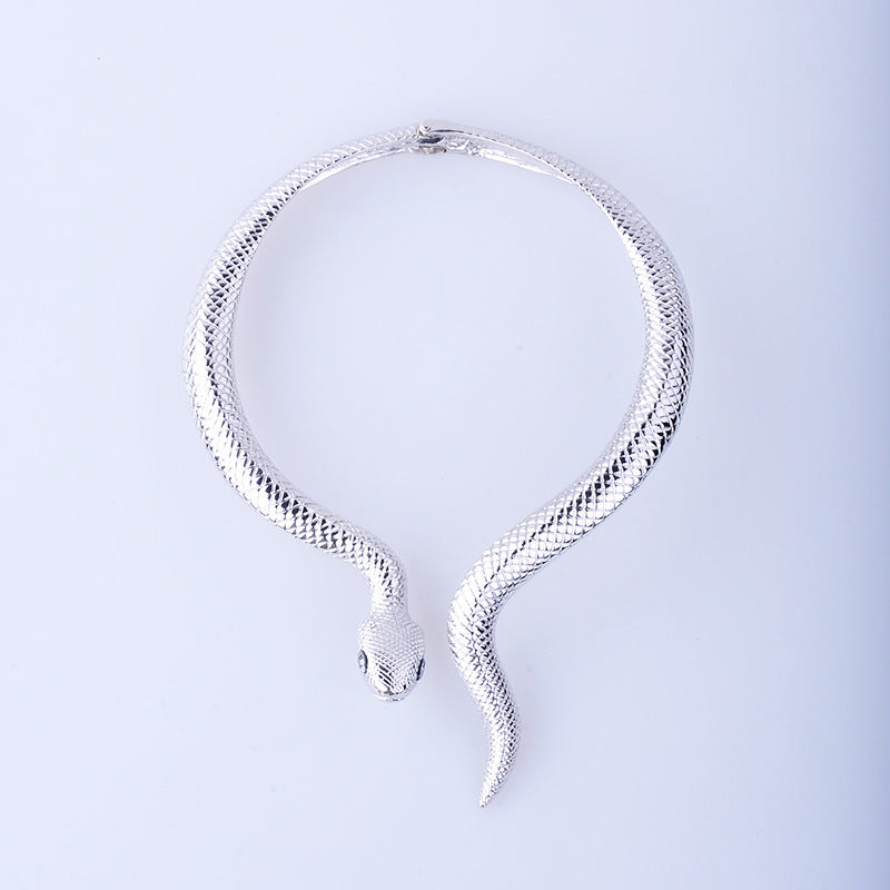 Golden Serpentine Spring Large Collar Necklace