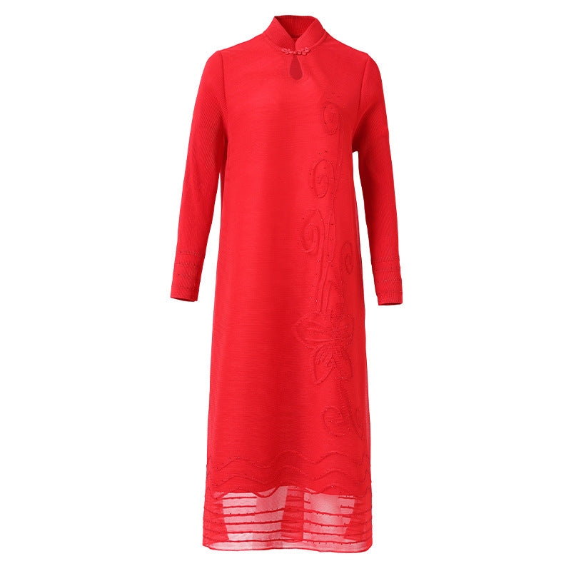 Middle-aged Mother Fashionable Red Dress Spring Dress
