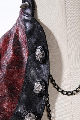 Leather Stitching Rock And Roll Visual Shawl Coat