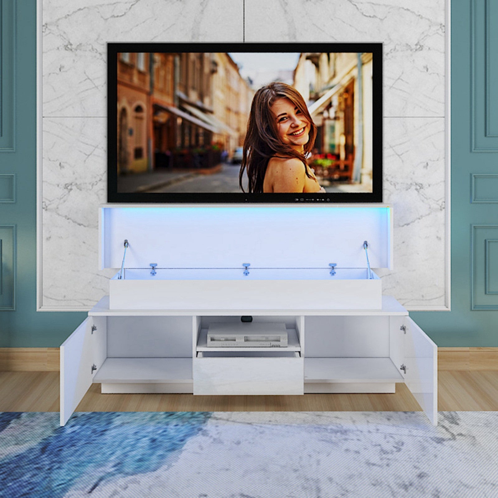 High-gloss RGB Lamp TV Multi-storage Audio-visual Cabinet Living Room Furniture