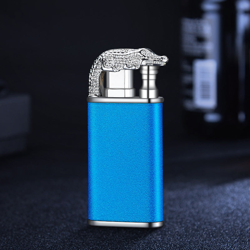 2022 Creative Blue Flame Lighter Dolphin Dragon Tiger Double Fire Metal Winproof Lighter Inflatable Lighter