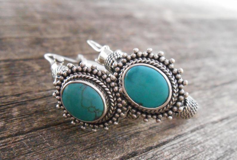 Bohemian Vintage Turquoise Earrings For European And American Ladies