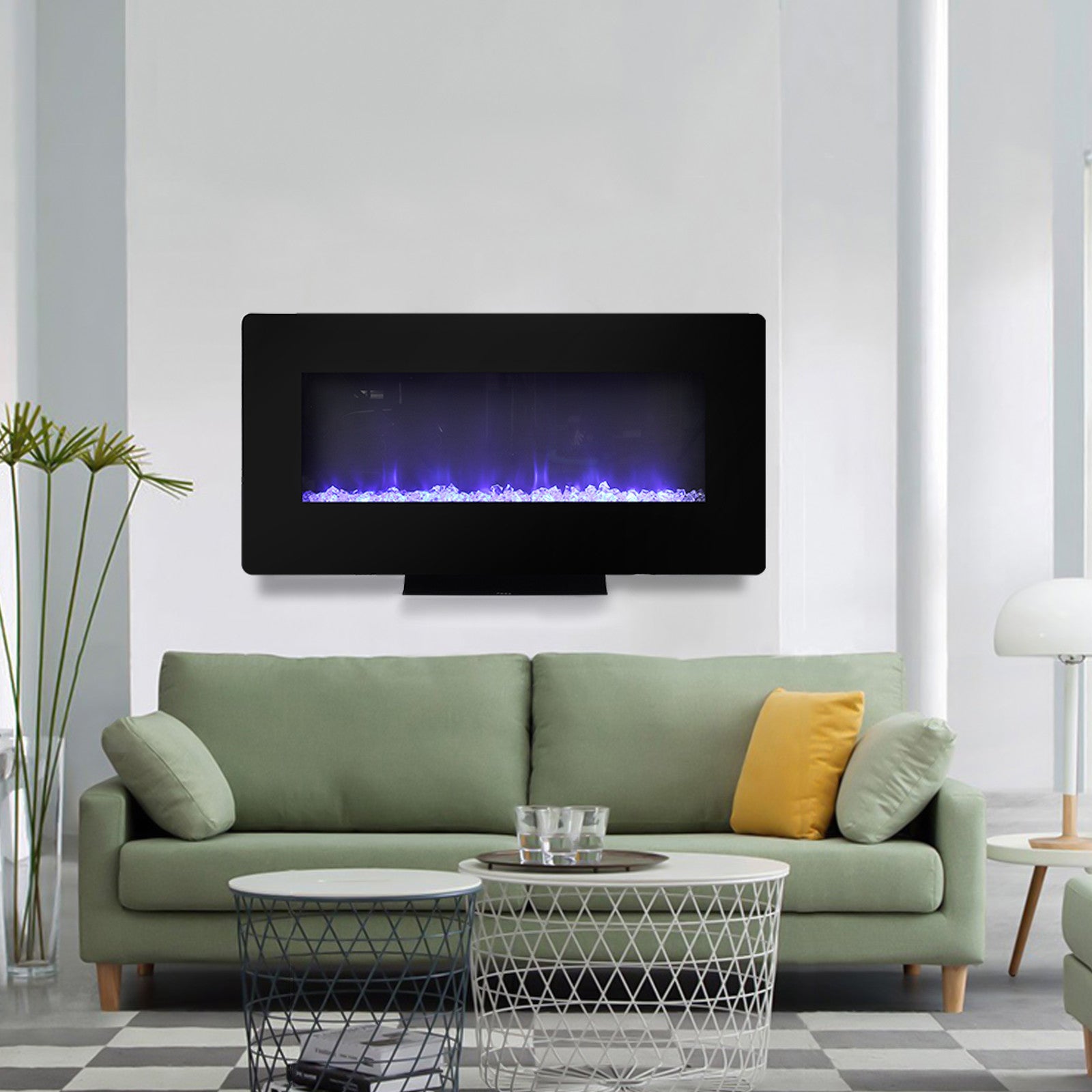 36 Inch Electric Fireplace With Timer,Adjustable Flame Color And Effects