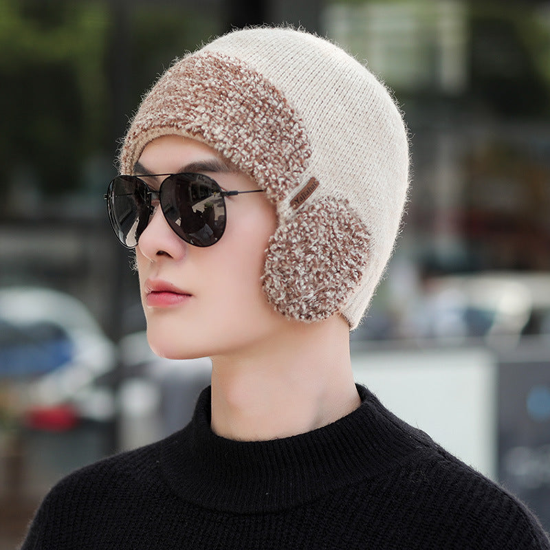 Hat Men's Winter Warm Woolen Hat Thick Knitted Hat